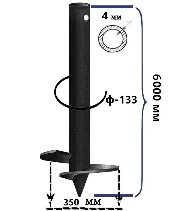 Винтовая свая 133х350х6000 мм