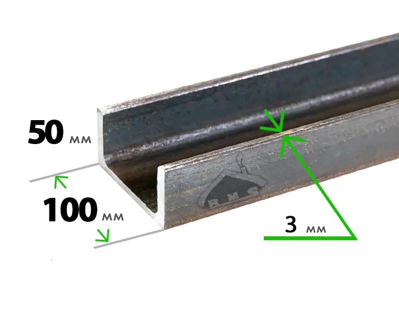 Швеллер гнутый 100х50х3 мм