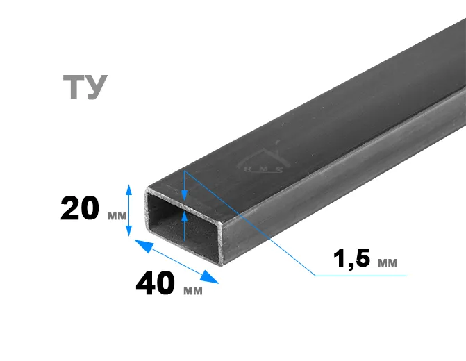 Труба прямоугольная 40х20х1,5 мм ТУ
