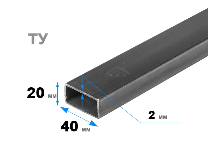 Труба прямоугольная 40х20х2 мм ТУ