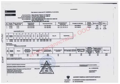Сертификат Сертификат на Уголок 32х32х4 мм