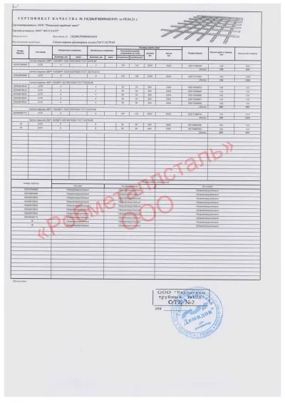 Сертификат Сертификат на Сетка сварная 1000х2000 мм (100х100х4)