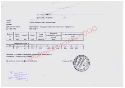 Сертификат Сертификат на Проволока вязальная 5 мм