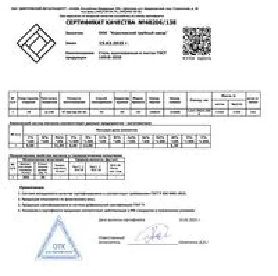 Сертификат Сертификаты на трубы оцинкованные